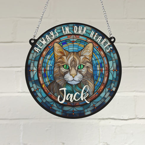 Cat Tabby Memorial Stained Glass Effect Suncatcher